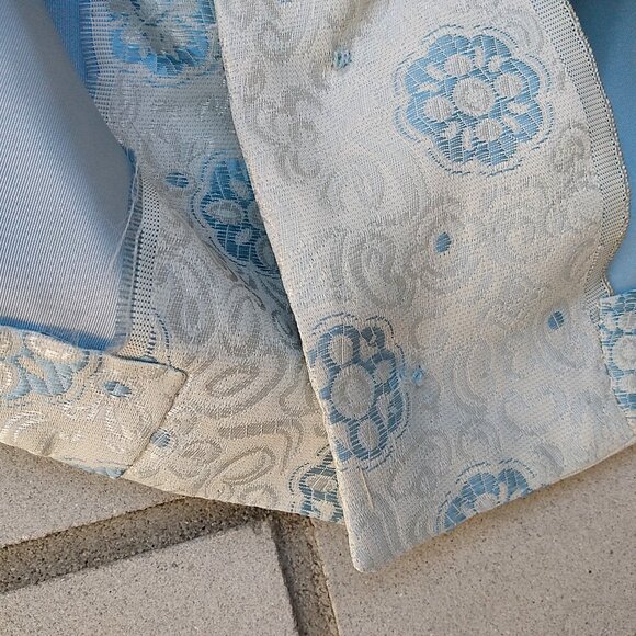 Vintage 60s Blue Silver Bolero Dress Jacket 42"B Rockabilly Shiny Brocade - Picture 13 of 13